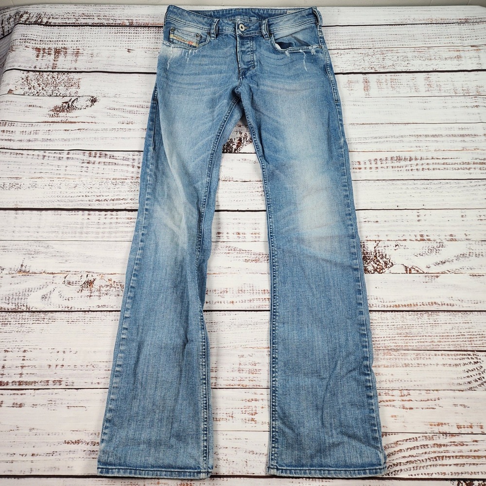 Diesel Zatiny Regular Bootcut Jeans Mens 28x34 Light Wash Stretch Blue Denim